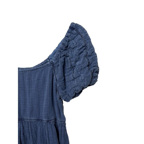 American Eagle Blue Chambray Puff Sleeve Square Neck Dress XS - Picture 6 of 12